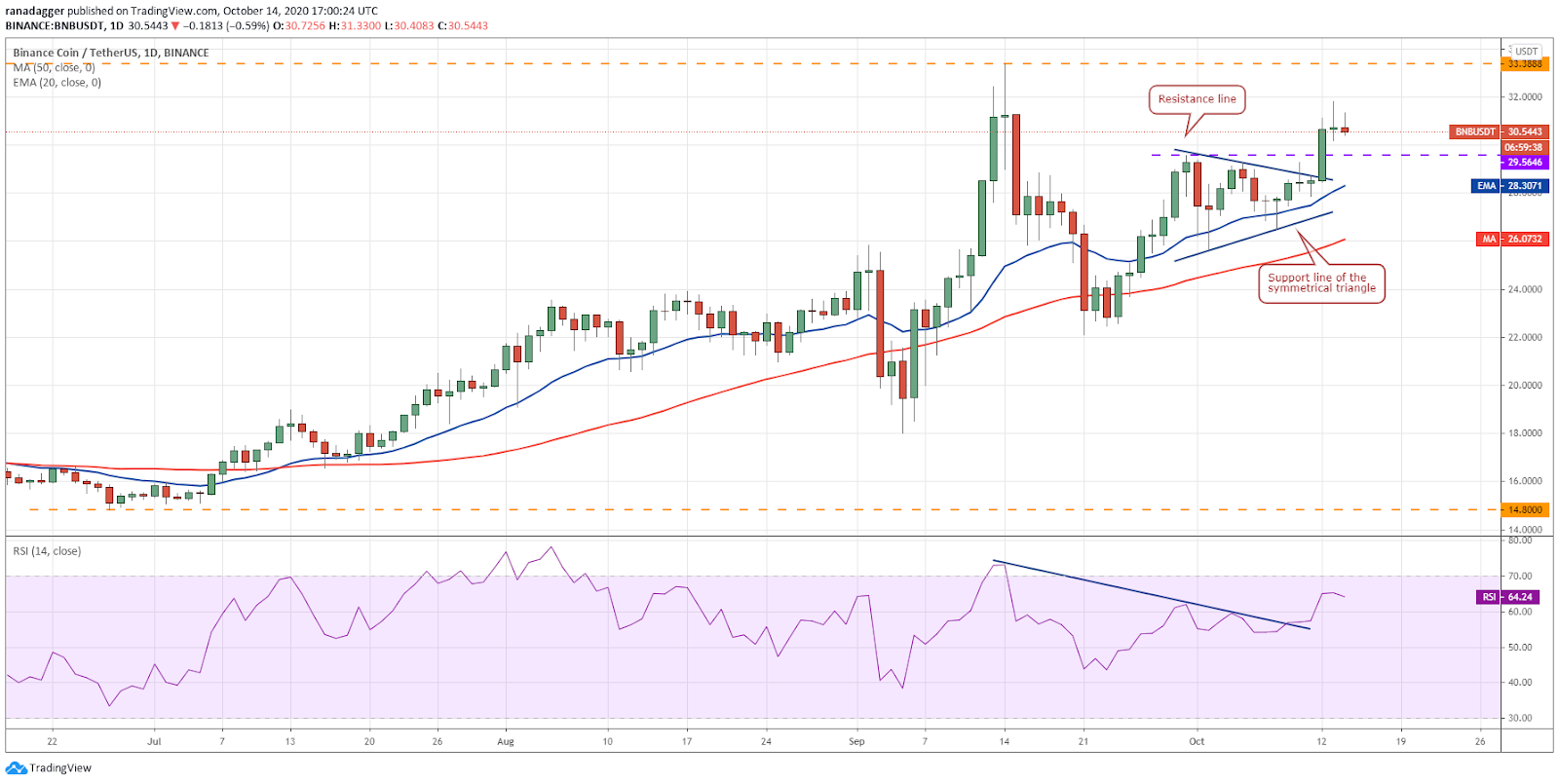 BNB / USD dienas grafiks